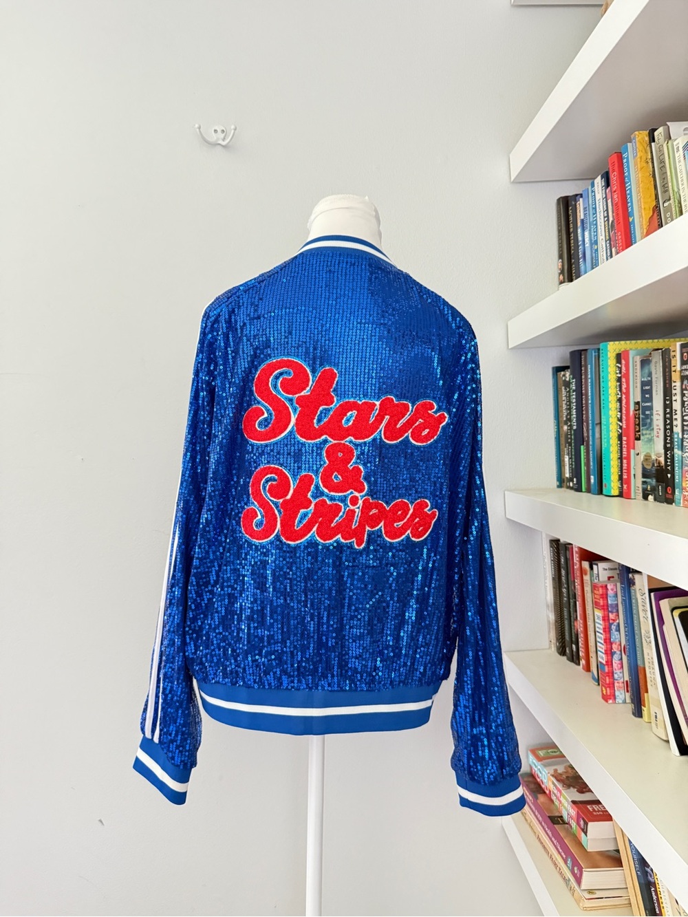 Judith March Sequin blue Stars & Stripes jacket Medium